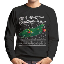 (Medium, Black) Thunderbirds All I Want For Christmas Is Thunderbird 2 Men's Sweatshirt