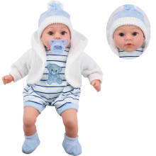 (Blue) The Magic Toy Shop 18" Lifelike Size Baby Doll With Dummy & Sounds