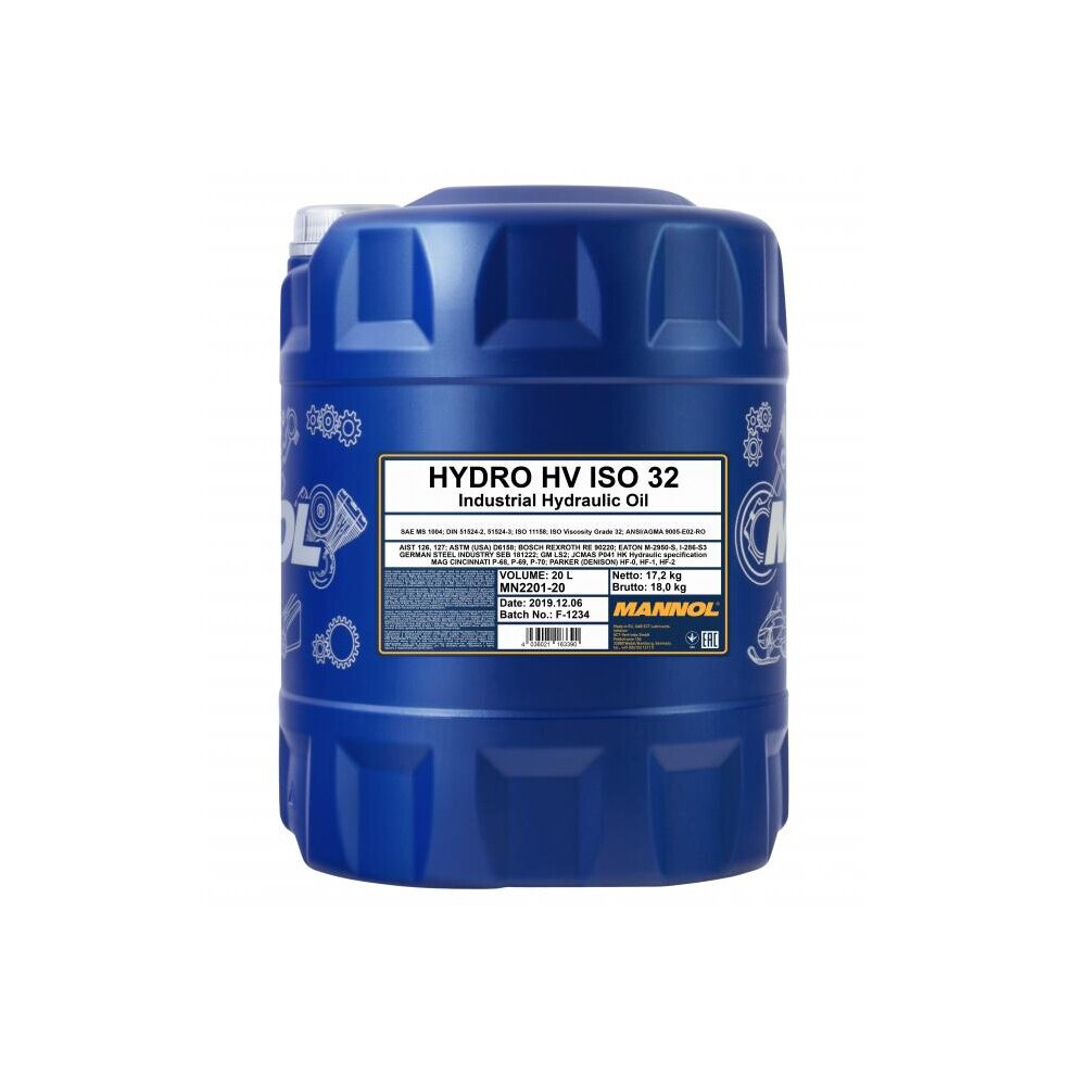 Mannol 20L Hv Iso 32 Hydraulic Oil Iso Viscosity Grade 32