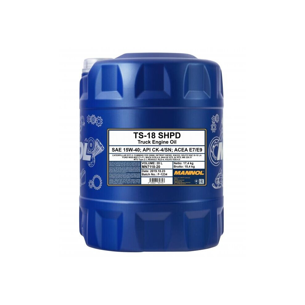 20L MANNOL TS-18 15W-40 ACEA E7-16 API CK-4/CJ-4 VOLVO VDS-4.5