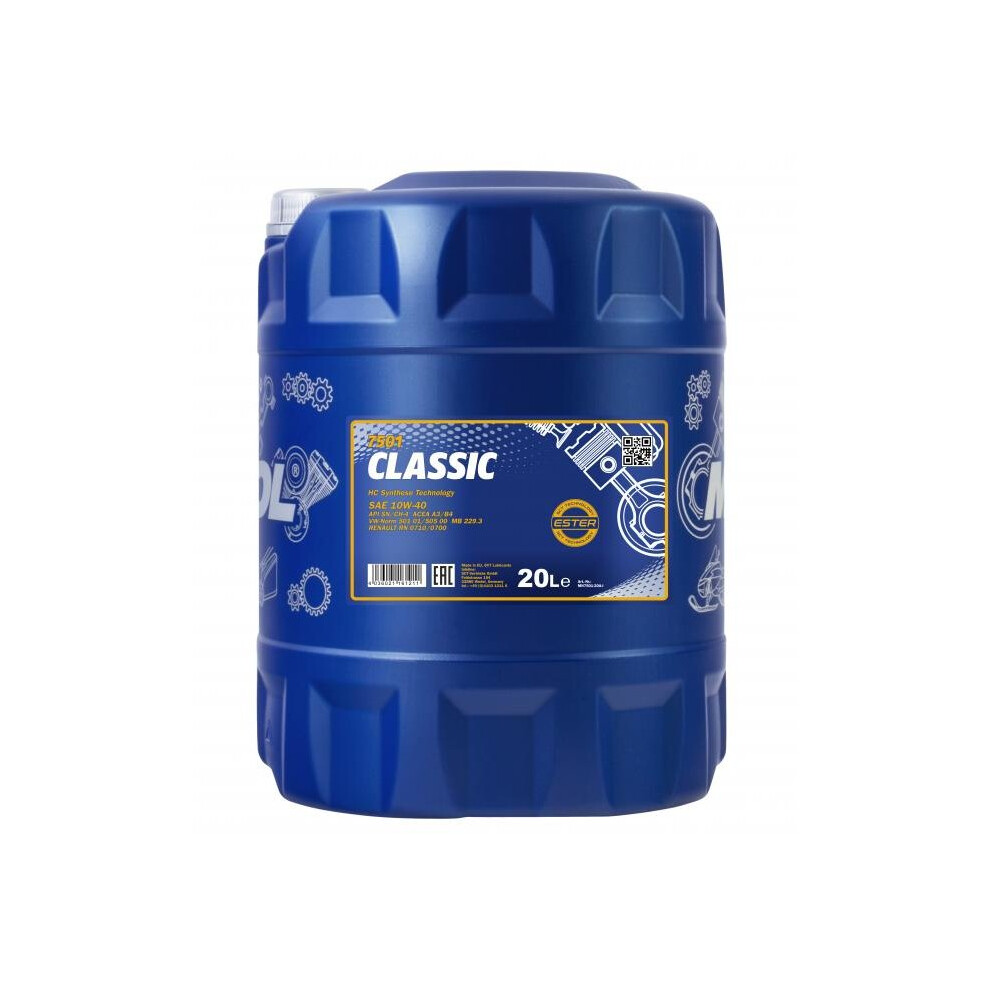 MANNOL 20L Classic Semi-Synthetic Engine Oil 10W-40 API SN/CH-4