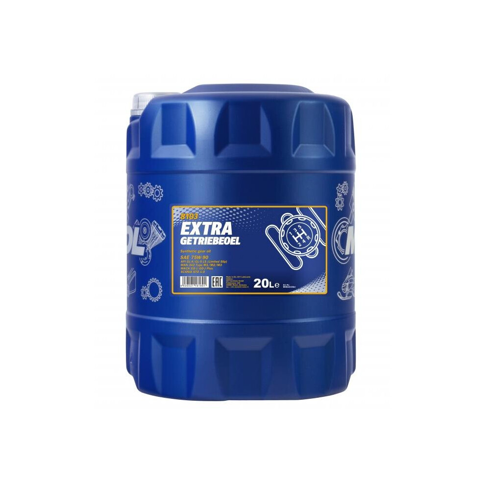 MANNOL 20L Extra Getriebeoel 75w90 Fully Synthetic Gear Oil GL4 GL5 LS