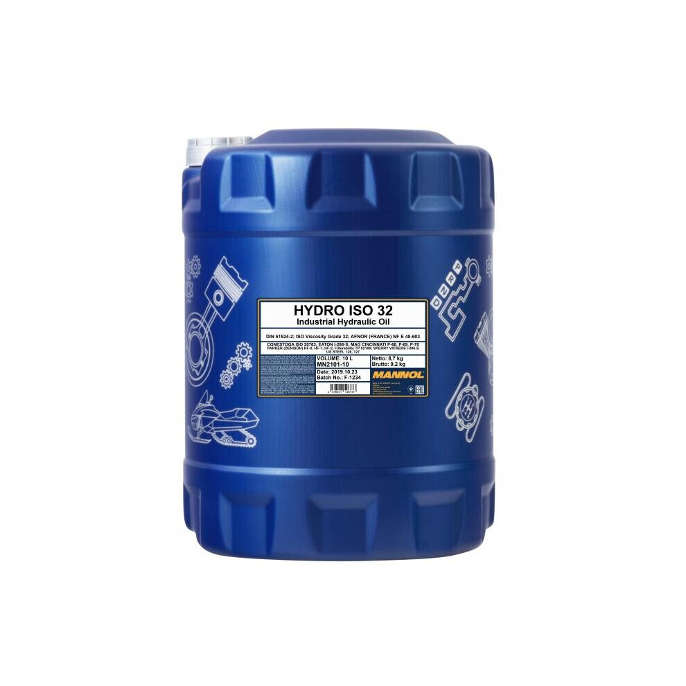 Mannol 10L ISO 32 Hydraulic Oil High Grade Shell Tellus 27 DIN 51524 Part 2