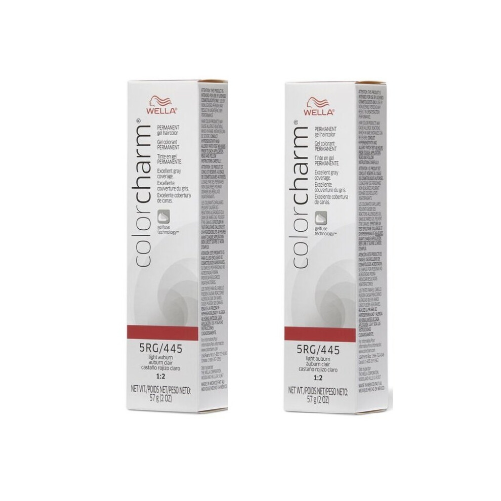 (5RG - Pack of 2) 5RG/445 Light Auburn Wella Color Charm Permanent Gel
