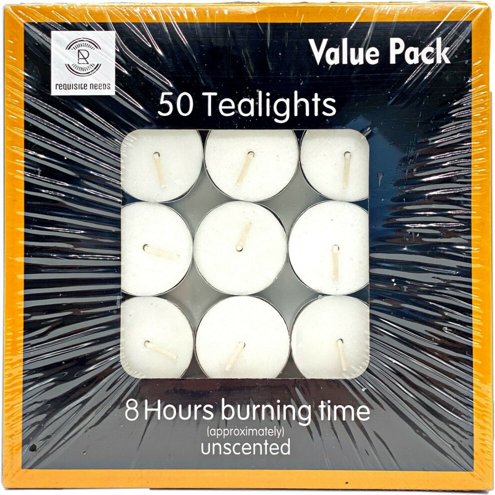 (100 pcs) Tea Light Candles 8 Hour Burn Unscented Tealights