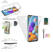Case For Samsung Galaxy A21s Full 360 Protection Transparent Cover