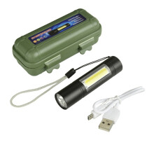 3800LM Mini COB LED USB Flashlight Rechargeable Zoom Focus Cable + Box