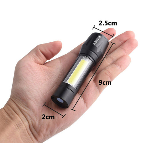 3800LM Mini COB LED USB Flashlight Rechargeable Zoom Focus Cable + Box 1