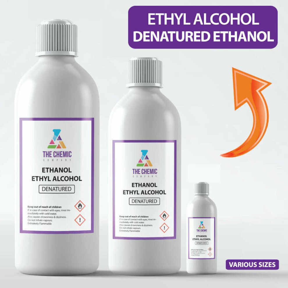 (100ml) ETHANOL Denatured Alcohol, Ethyl Alcohol - 100ML, 300ML, 1L, 5L, ALL SIZES