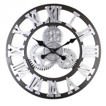 (silver, 30 cm) 3d Retro Rustic Decorative Luxury Art Big Gear Wooden Vintage Large Handmade Oversized Wall Clocks