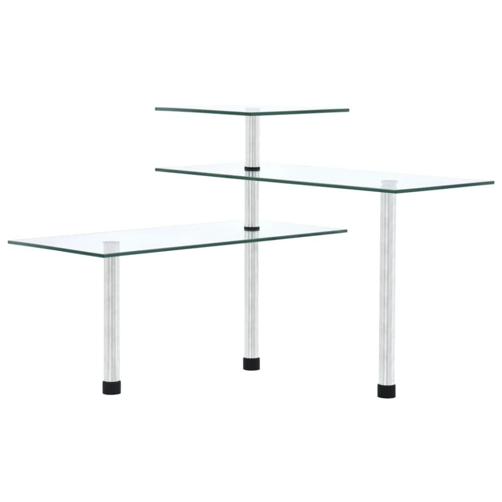 Vidaxl 3-Tier Corner Kitchen Shelf - Tempered Glass & Stainless Steel, Adjustable, Space-Saving Organizer 249502