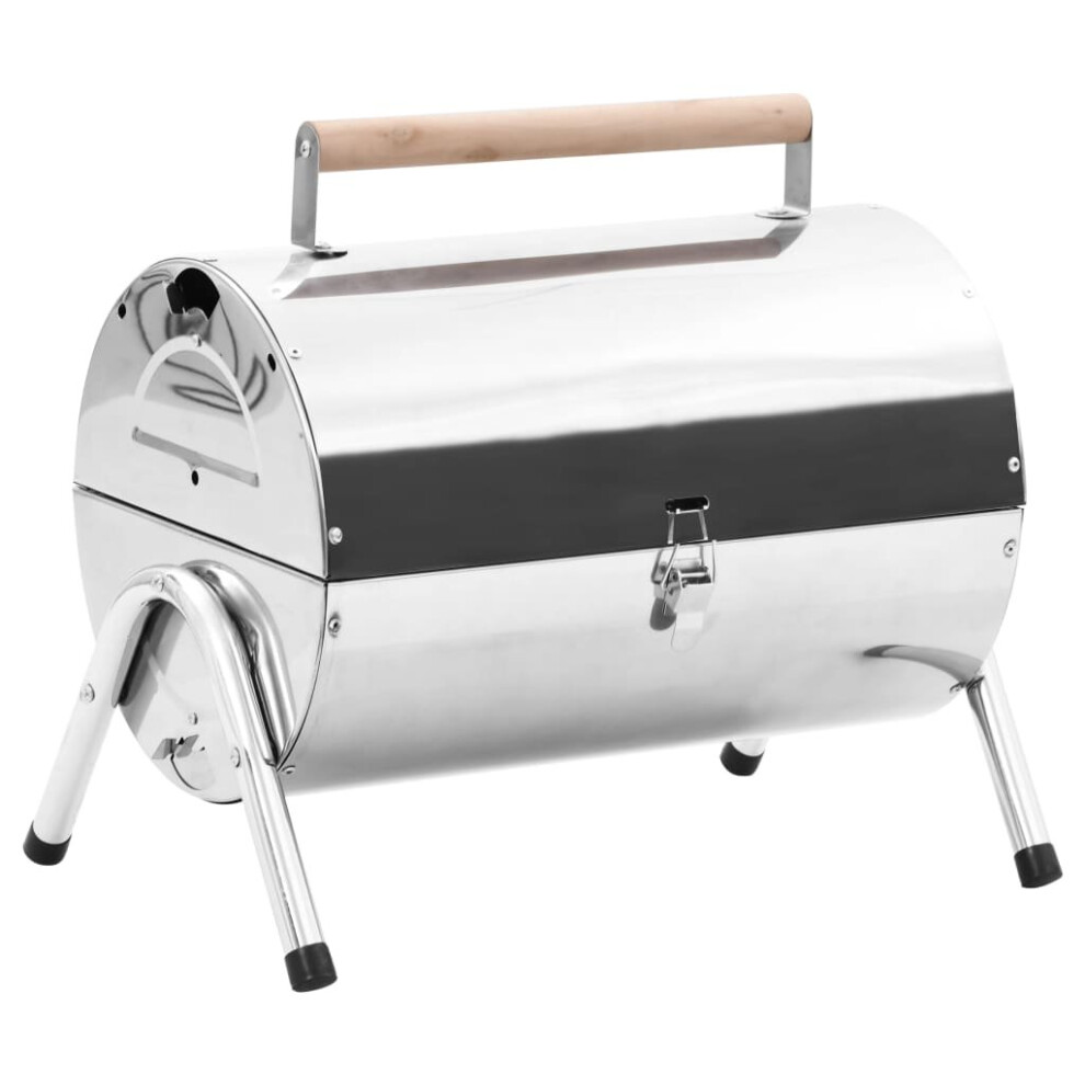 vidaXL Portable Tabletop Charcoal BBQ Grill Stainless Steel Double Grid Picnic