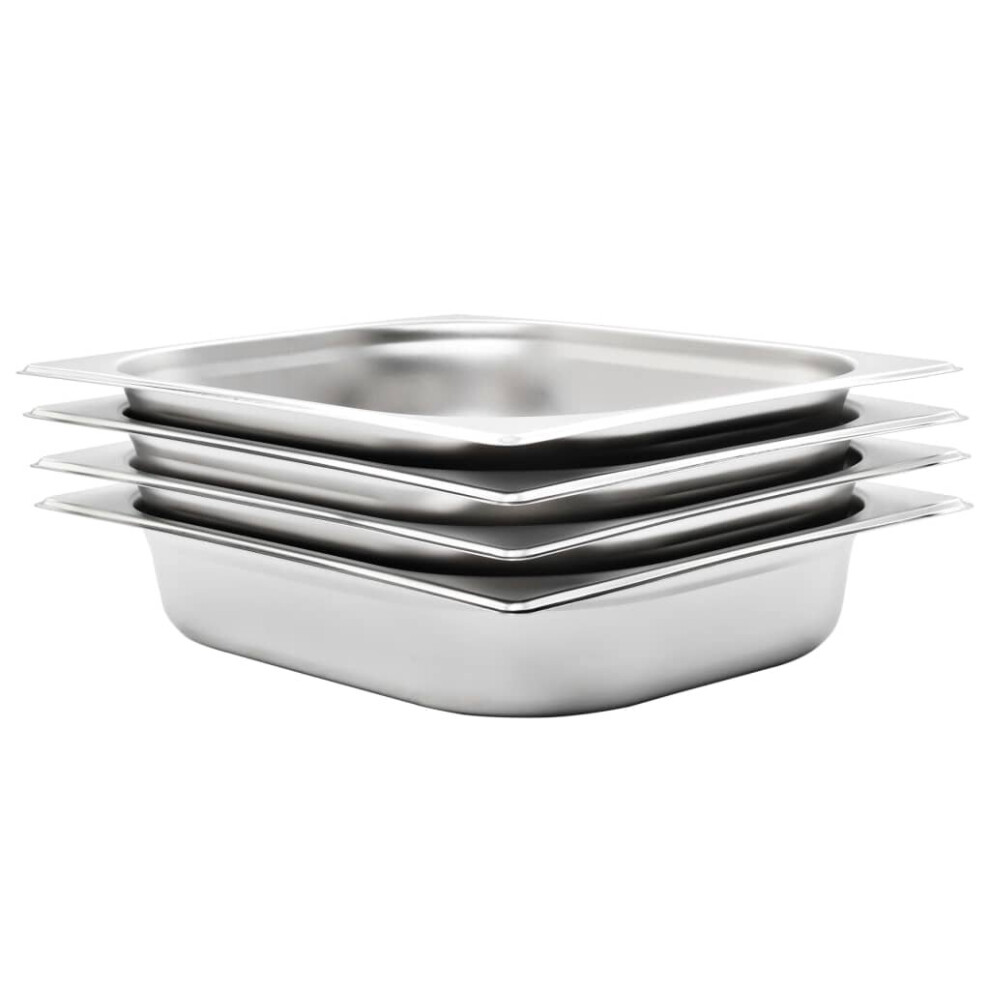 vidaXL 4x Gastronorm Containers GN 1/2 65mm Stainless Steel Stackable Tray