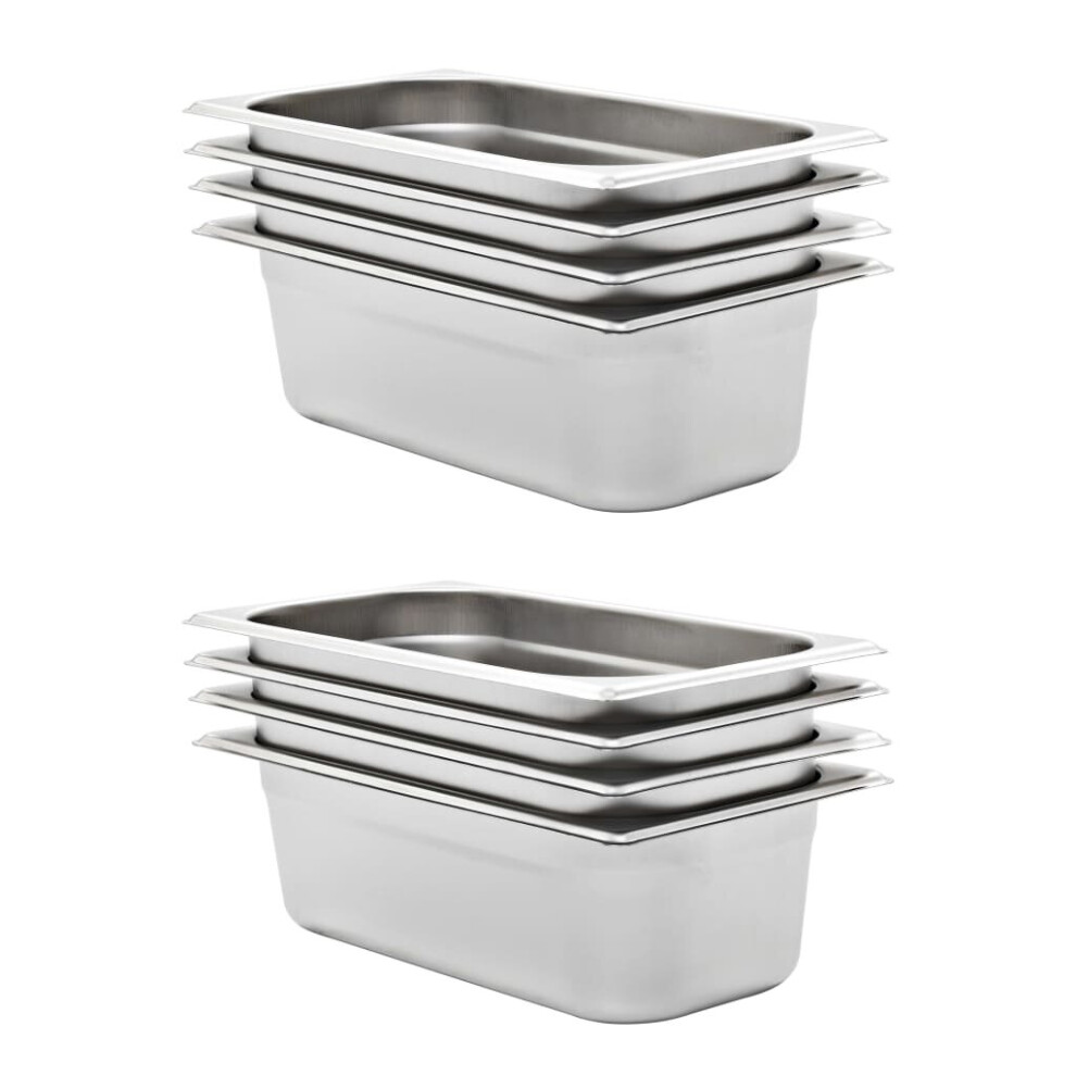 Vidaxl 8X Gastronorm Containers Gn 1/3 100Mm Stainless Steel Stackable Tray