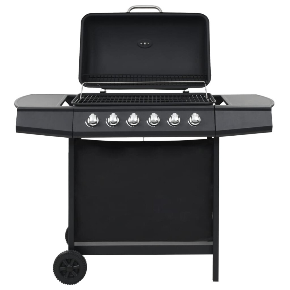 vidaXL Gas BBQ Grill with 6 Cooking Zones Steel Black Garden Barbecue Burner