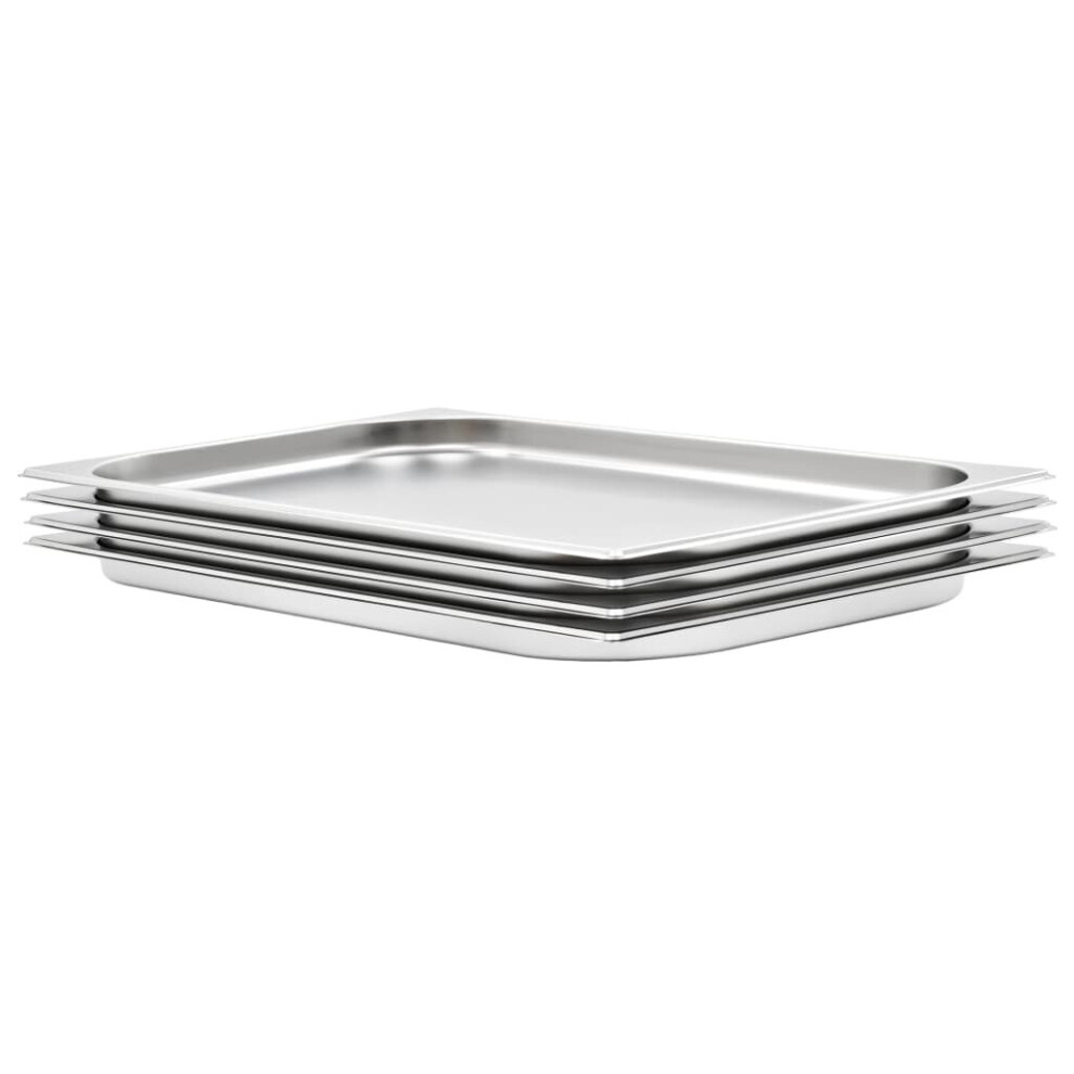 Vidaxl 4X Gastronorm Containers Gn 1/1 20Mm Stainless Steel Stackable Tray Pan