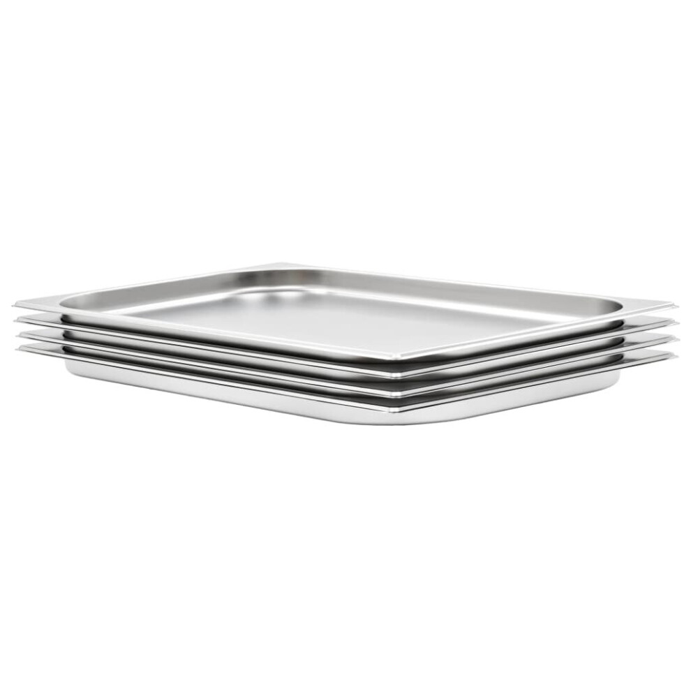 vidaXL 4x Gastronorm Containers GN 1/1 20mm Stainless Steel Stackable Tray Pan