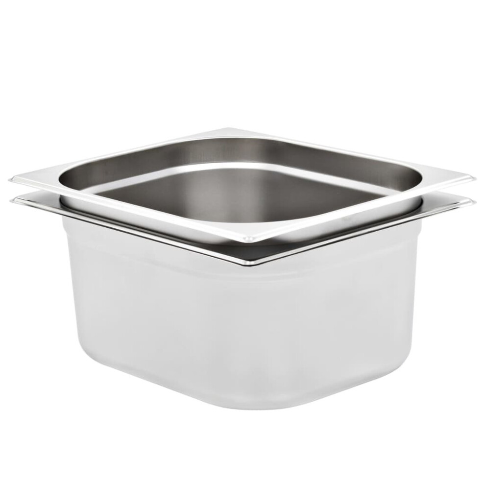 Vidaxl 2X Gastronorm Containers Gn 1/2 150Mm Stainless Steel Stackable Tray
