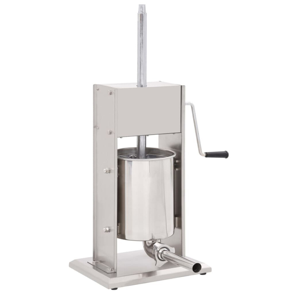vidaXL Manual Sausage Stuffer Silver 10L Stainless Steel Hot Dog Filler Maker