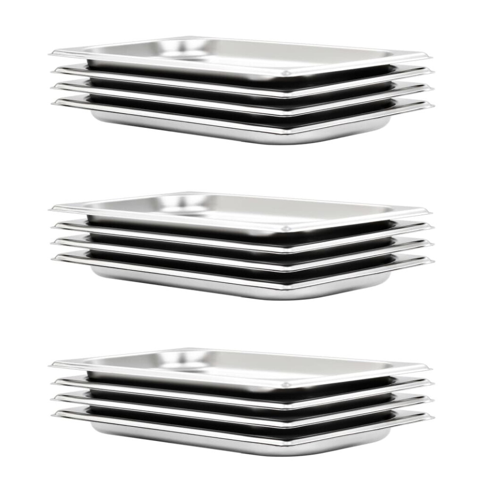 Vidaxl 12X Gastronorm Containers Gn 1/3 20Mm Stainless Steel Stackable Tray