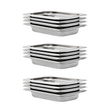 vidaXL 12x Gastronorm Containers GN 1/4 40mm Stainless Steel Stackable Tray