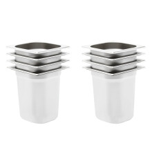 vidaXL 8x Gastronorm Containers GN 1/6 200mm Stainless Steel Stackable Tray