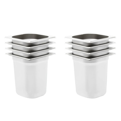 VidaXL vidaXL 8x Gastronorm Containers GN 1/6 200mm Stainless Steel Stackable Tray