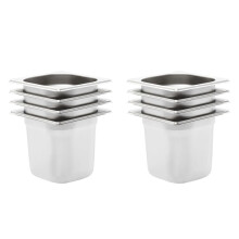 vidaXL 8x Gastronorm Containers GN 1/6 150mm Stainless Steel Stackable Tray