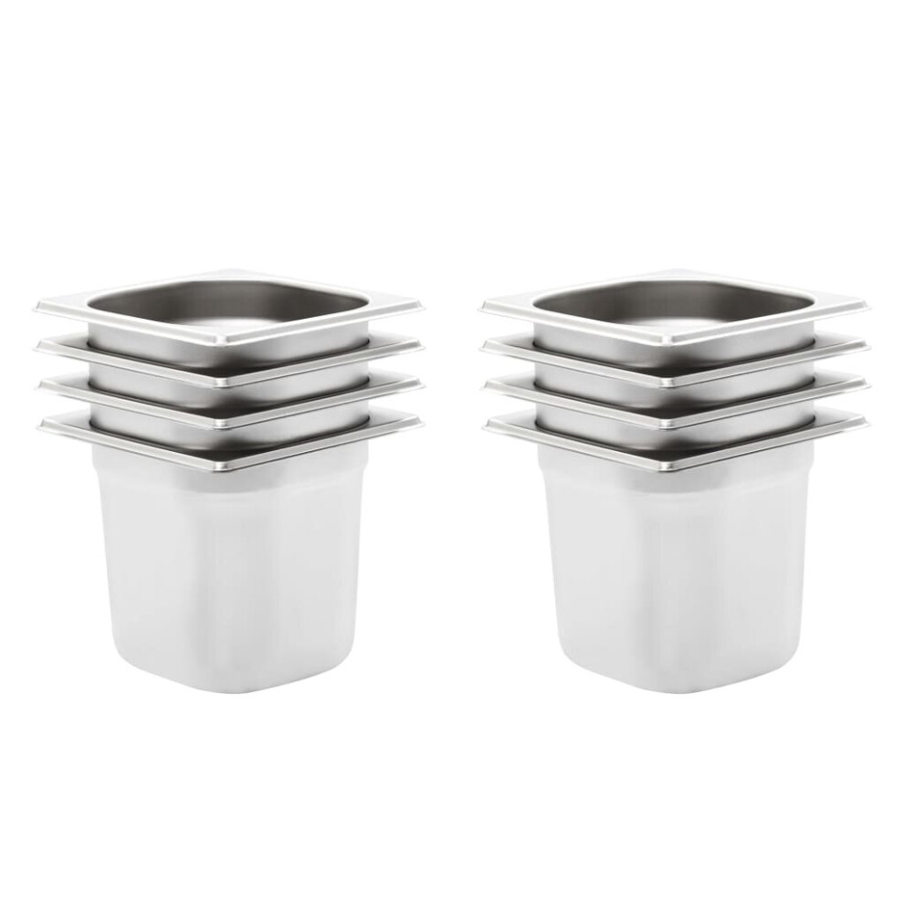 Vidaxl 8X Gastronorm Containers Gn 1/6 150Mm Stainless Steel Stackable Tray