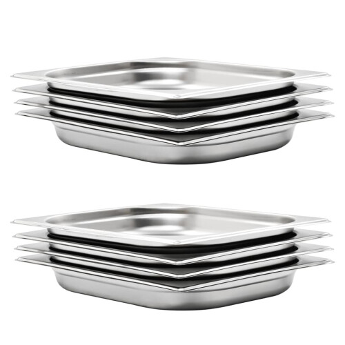 VidaXL vidaXL 8x Gastronorm Containers GN 1/2 40mm Stainless Steel Stackable Tray