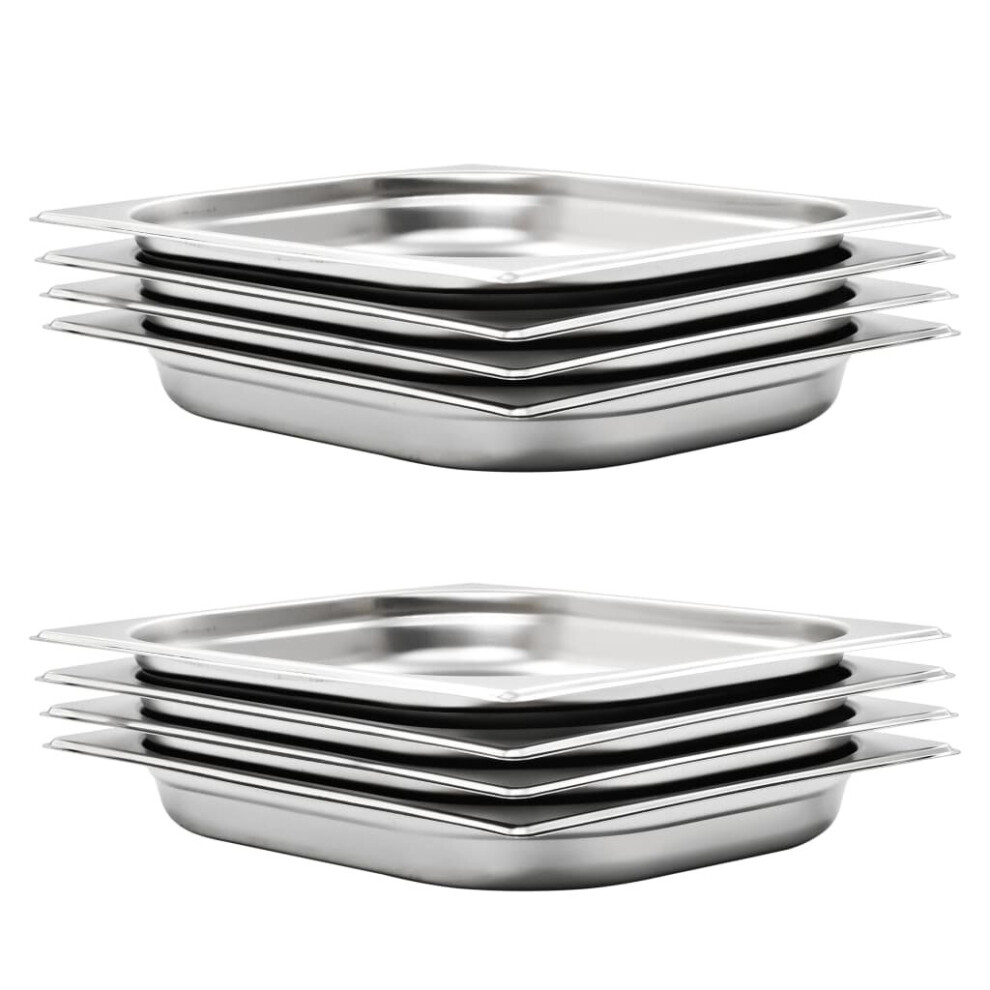 Vidaxl 8X Gastronorm Containers Gn 1/2 40Mm Stainless Steel Stackable Tray