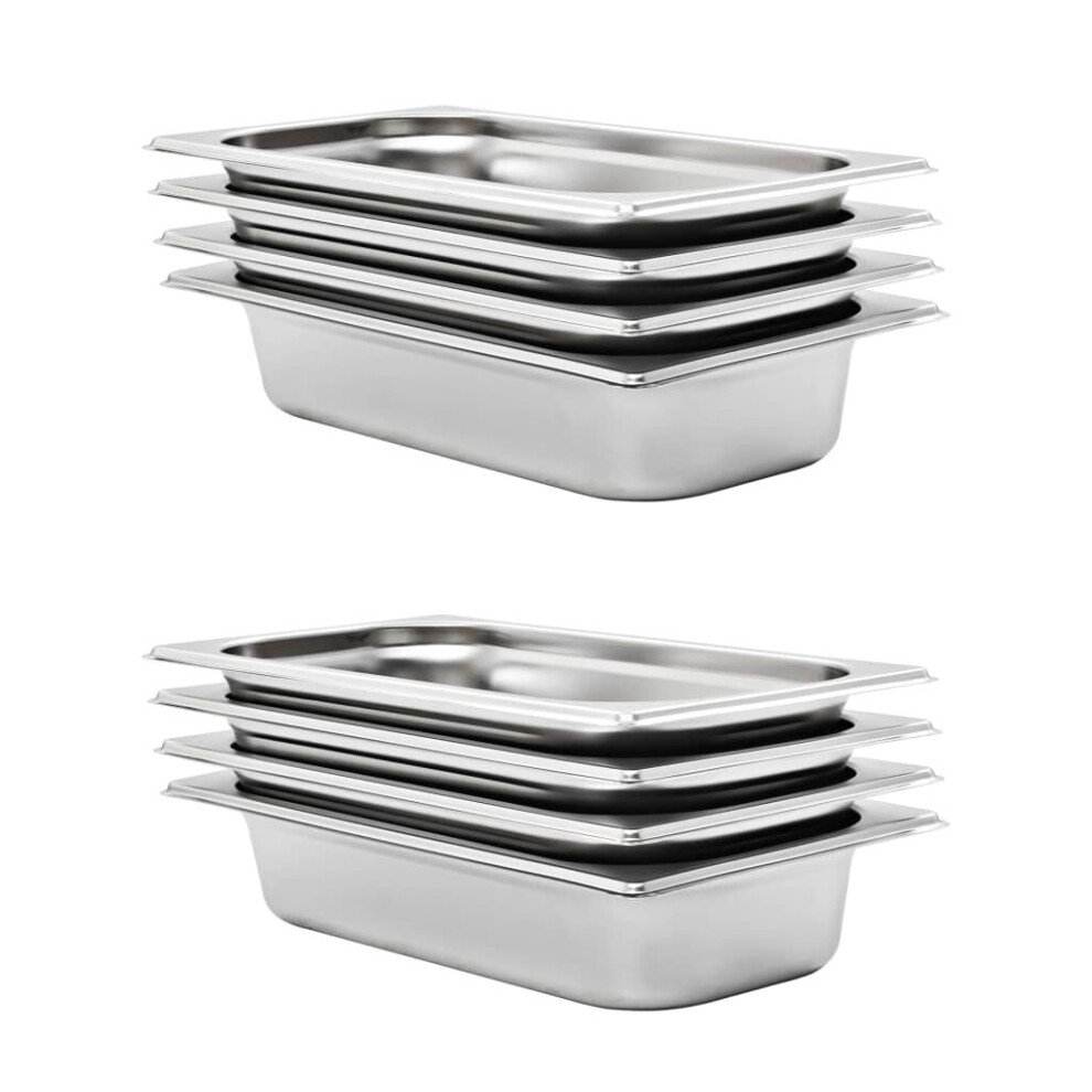 Vidaxl 8X Gastronorm Containers Gn 1/3 65Mm Stainless Steel Stackable Tray