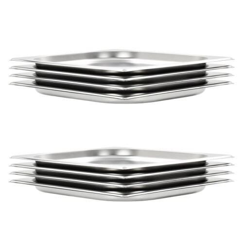 VidaXL vidaXL 8x Gastronorm Containers GN 1/2 20mm Stainless Steel Stackable Tray