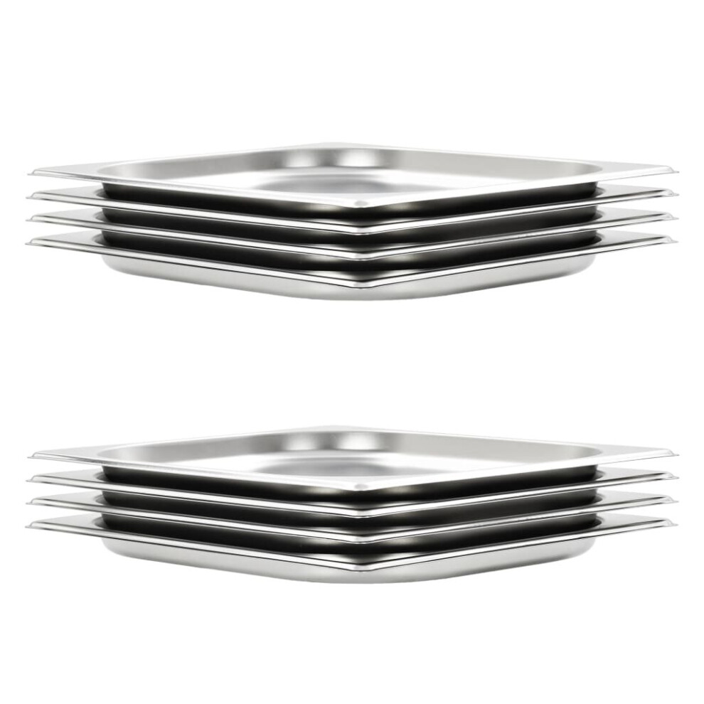 Vidaxl 8X Gastronorm Containers Gn 1/2 20Mm Stainless Steel Stackable Tray