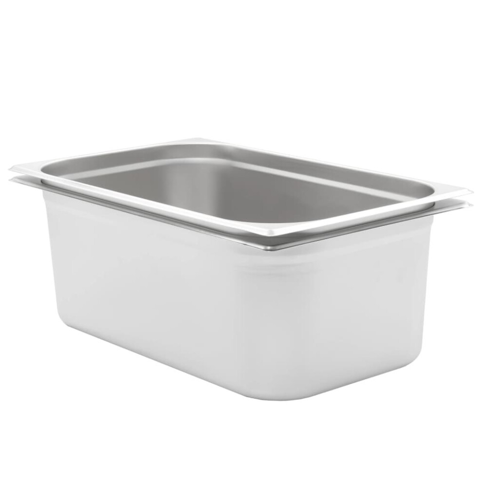 vidaXL 2x Gastronorm Containers GN 1/1 200mm Stainless Steel Stackable Tray