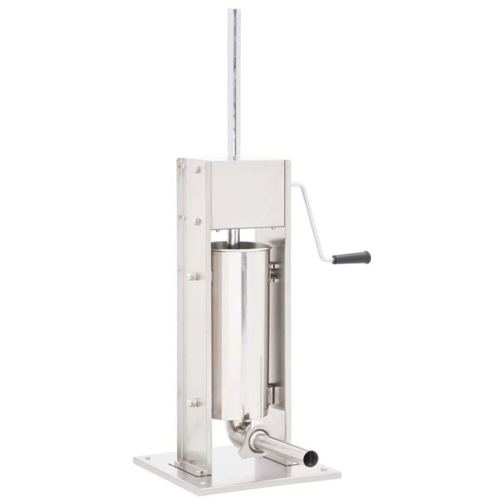 Vidaxl Manual Sausage Stuffer Silver 5L Stainless Steel Hot Dog Filler Maker