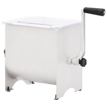 vidaXL Manual Meat Mixer with Clear Lid - 20 lb Capacity, Stainless Steel Sausage & Jerky Blender with 4-Blade Shaft (50959)
