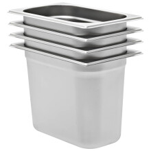 vidaXL 4x Gastronorm Containers GN 1/4 200mm Stainless Steel Stackable Tray