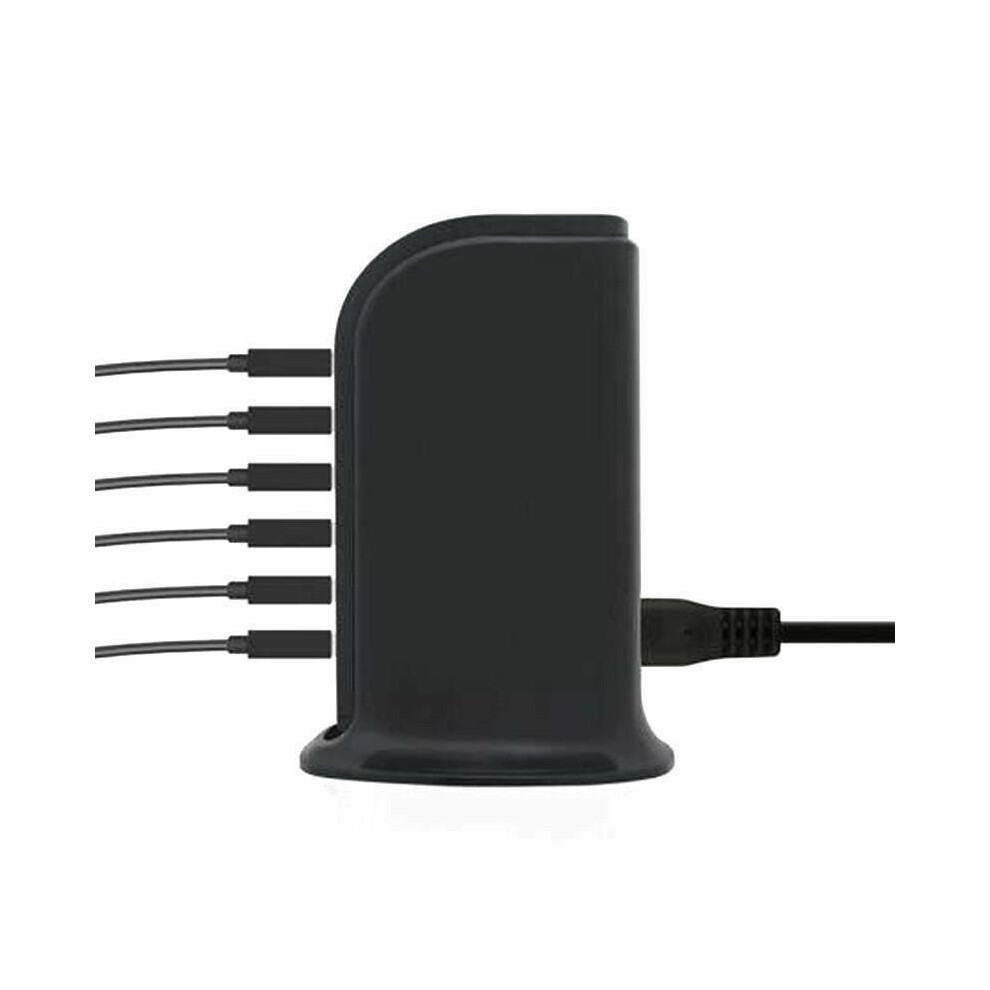 (Black) 6-Usb Ports Desktop Charger Tower Charging Station Socket Power Adapter 762540162111