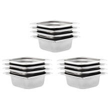 vidaXL 12x Gastronorm Containers GN 1/6 65mm Stainless Steel Stackable Tray