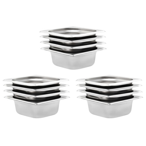 VidaXL vidaXL 12x Gastronorm Containers GN 1/6 65mm Stainless Steel Stackable Tray