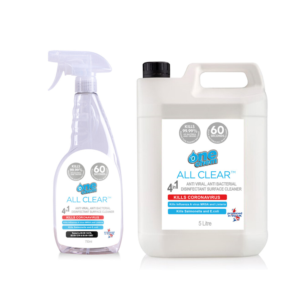 One Chem All Clear Antiviral Surface Cleaner 5L + 750Ml