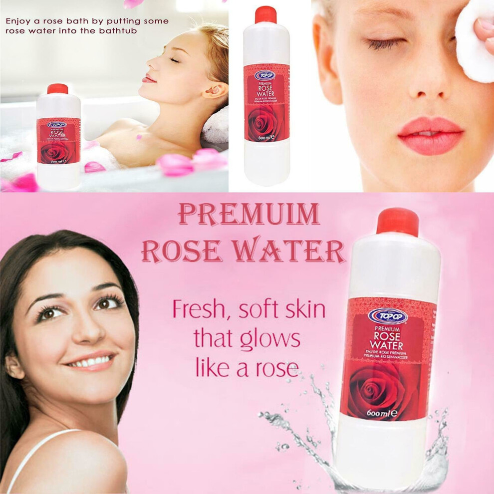 Pure & Natural Premium Rose Water Toner Cleanser Facial Skin Care 600ml