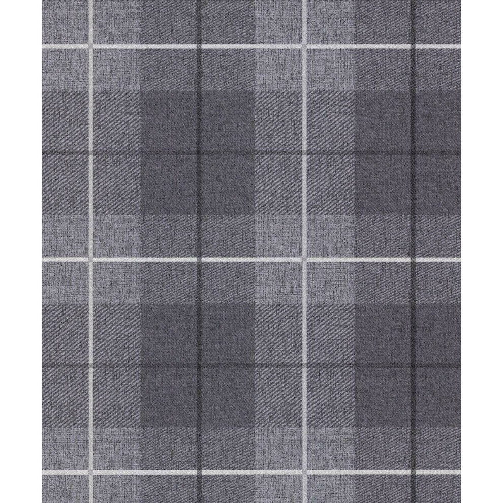 Arthouse (294900 Charcoal) Country Tartan Wallpaper Check Hessian Paste The Wall Heavyweight Vinyl