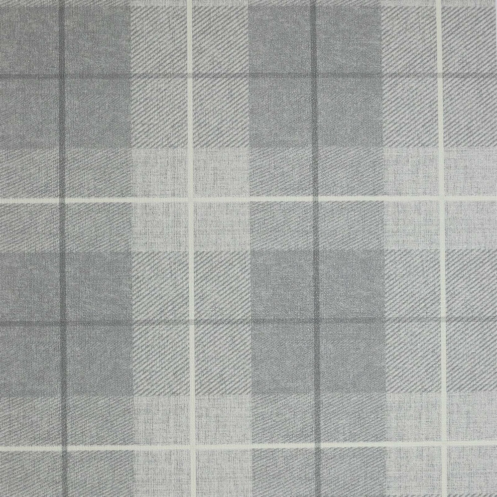 (294901 Grey) Arthouse Country Tartan Wallpaper Check Hessian Paste The Wall Heavyweight Vinyl