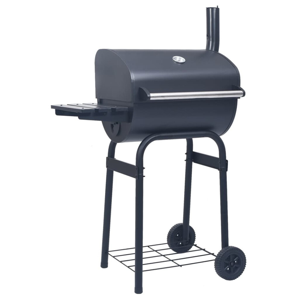 vidaXL Charcoal BBQ Grill Smoker with Bottom Shelf Black Backyard Cookers