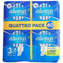 Always Ultra Night Sanitary Towels with Wings (Pack of 40) Size 3
