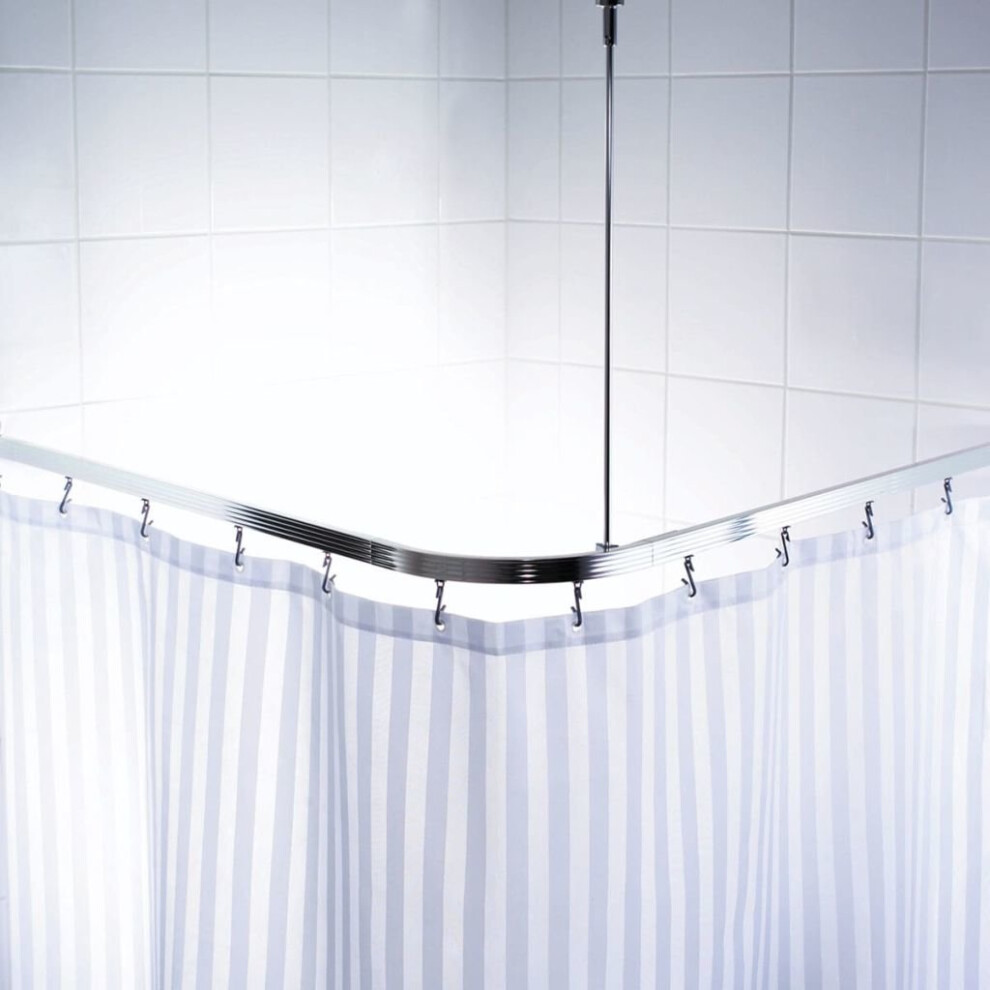 RIDDER Universal Corner Shower Curtain Rail with Hooks Chrome Bath Rod 52500