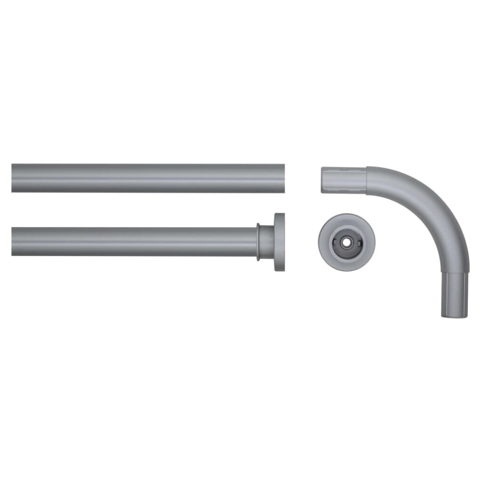 Sealskin Bathroom Corner Shower Curtain Rod Rail Matte Grey Stainless Steel