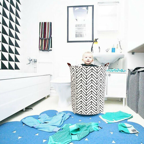 (B Patterm) Foldable Washing Clothes Laundry Basket Storage Hamper Bin Bag Tidy Home 2